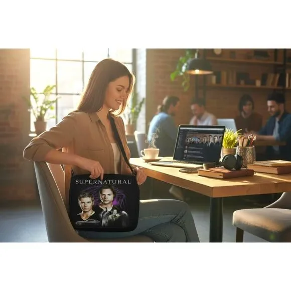 Limited Edition Supernatural Black & Purple Crossbody Messenger Shoulder Bag - Picture 5 of 8